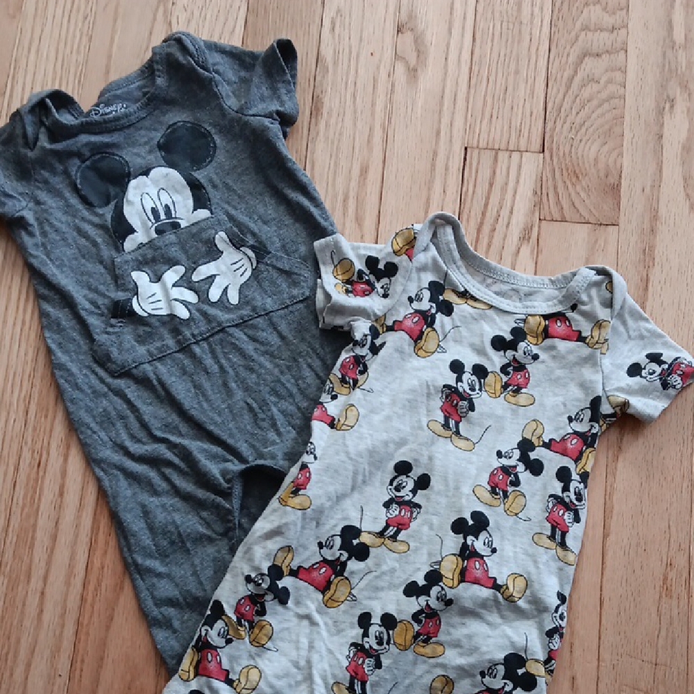Disney Mickey Mouse Baby Rompers - Gray and Multicolor 6-9 Months